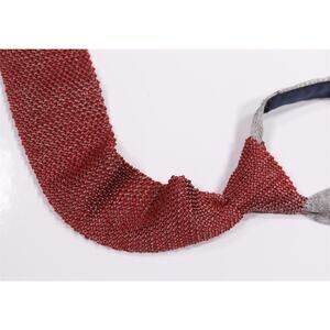 Brooks Brothers Red Gray Knit Silk Linen Woven Square End Knit Necktie Tie